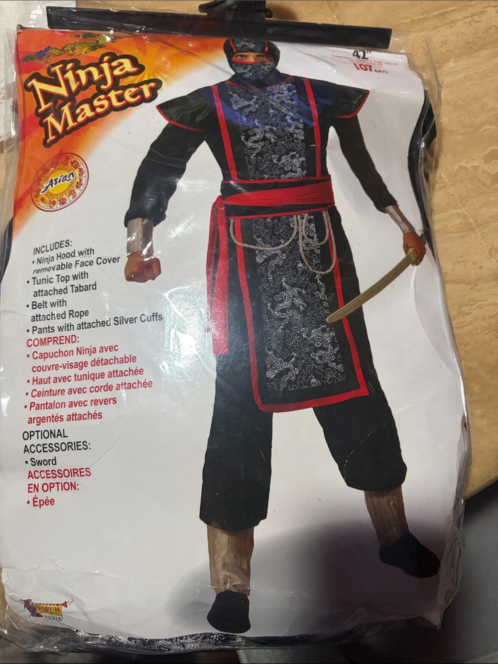 Ninja Master Kids Costume - Black & Red